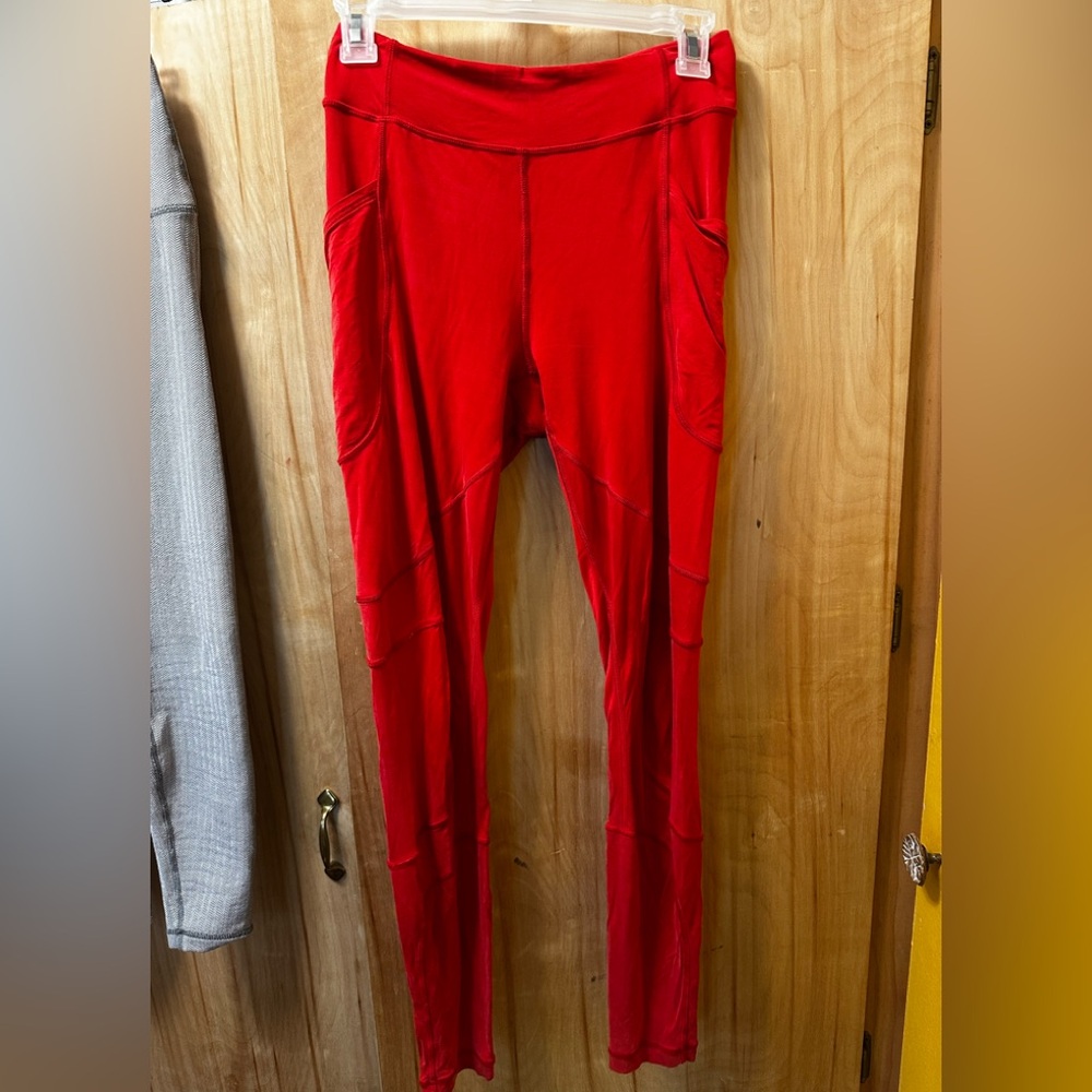 lululemon athletica Red Leggings with Side Pockets silky light weight material 6